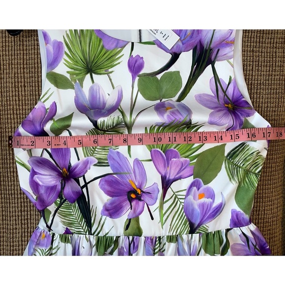 Alice + Olivia Joyce Floral Lavender White Mini Dress - Picture 7 of 12